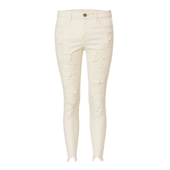 American Eagle Distressed White Skinny Jeans | Next Level Stretch Size 8 Regular - Picture 1 of 10